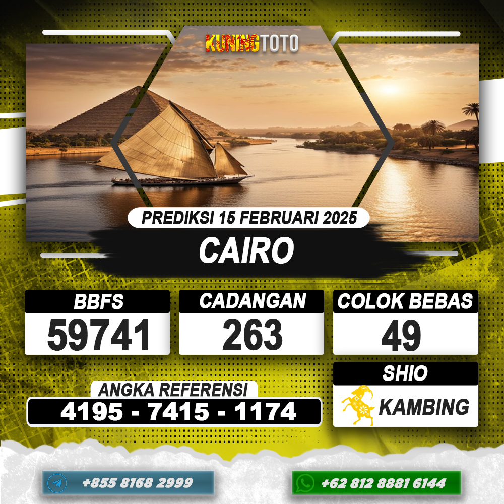 PREDIKSI CAIRO 15 FEB 2025 | PREDIKSI TOGEL KUNINGTOTO