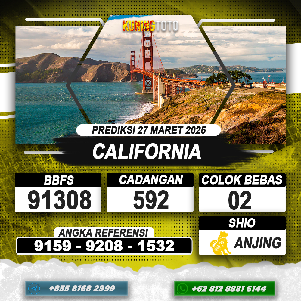 PREDIKSI CALIFORNIA 27 MAR 2025 | PREDIKSI TOGEL KUNINGTOTO