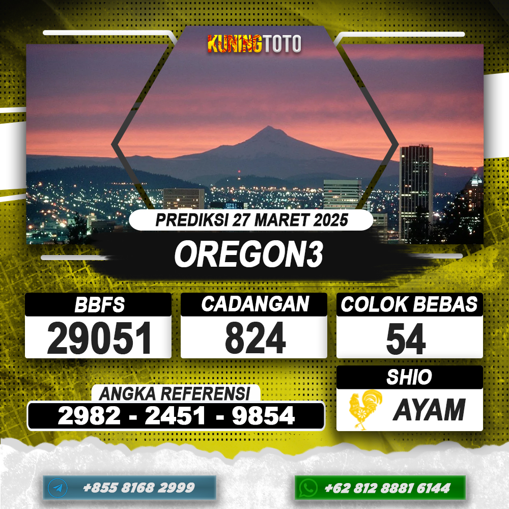 PREDIKSI OREGON3 27 MAR 2025 | PREDIKSI TOGEL KUNINGTOTO