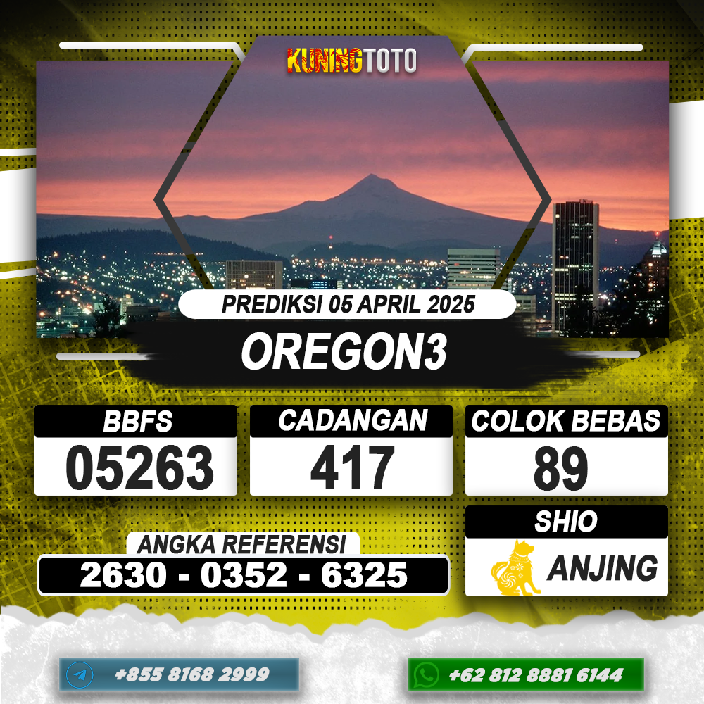 PREDIKSI OREGON3 05 APRIL 2025 | PREDIKSI TOGEL KUNINGTOTO