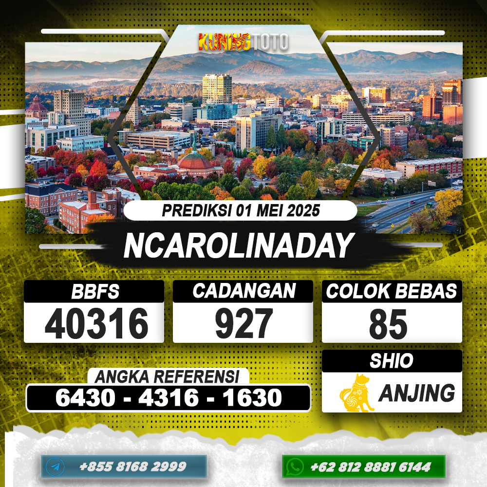 PREDIKSI NCAROLINADAY 01 MEI 2025 | PREDIKSI TOGEL KUNINGTOTO