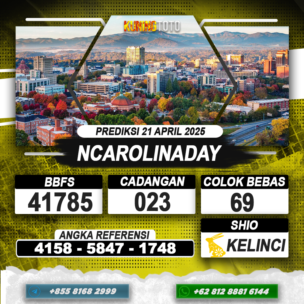 PREDIKSI NCAROLINADAY 21 APRIL 2025 | PREDIKSI TOGEL KUNINGTOTO