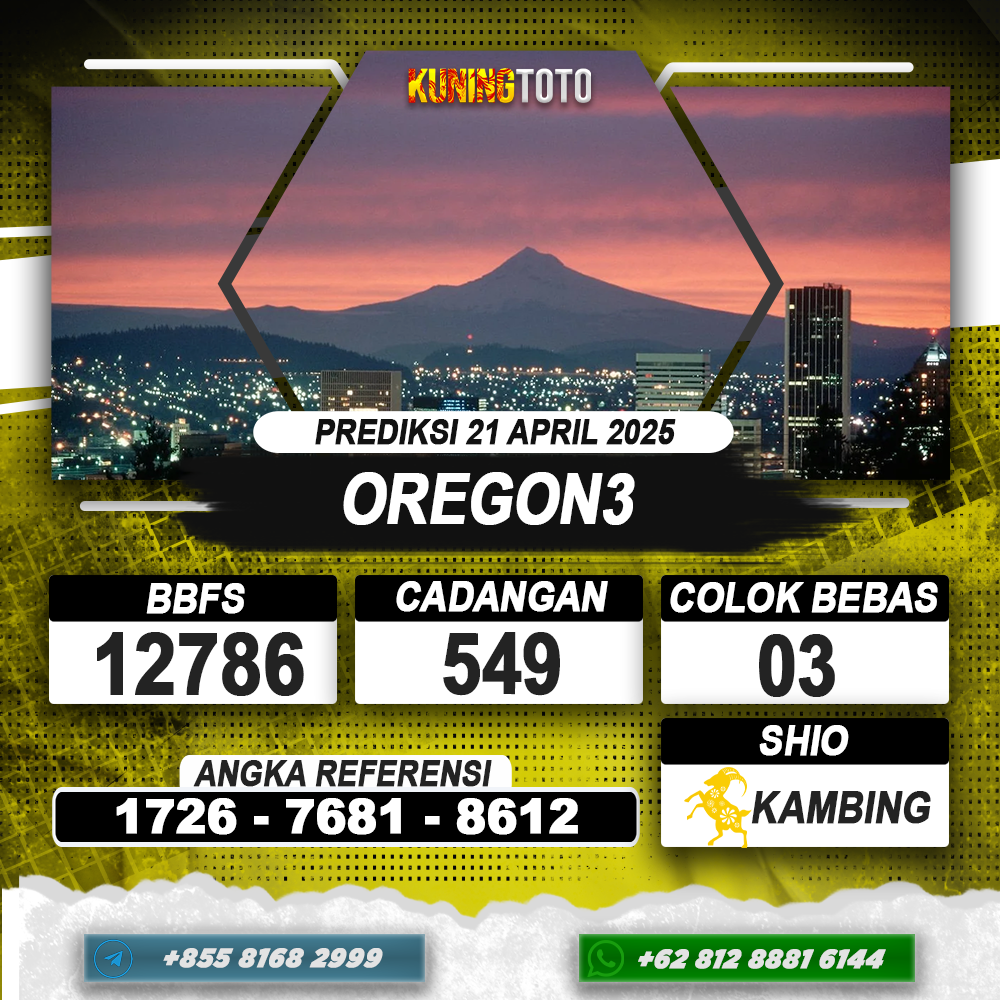 PREDIKSI OREGON3 21 APRIL 2025 | PREDIKSI TOGEL KUNINGTOTO