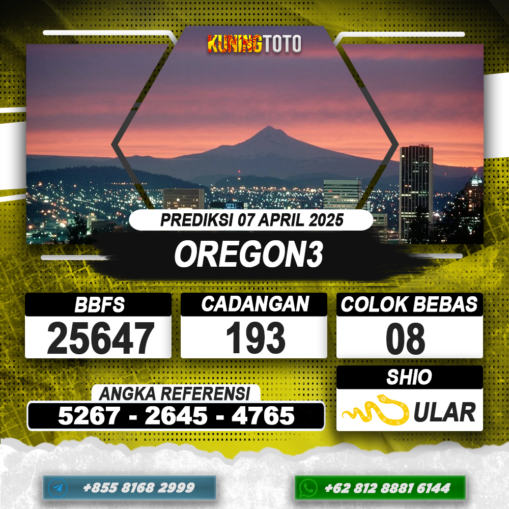 PREDIKSI OREGON3 07 APRIL 2025 | PREDIKSI TOGEL KUNINGTOTO