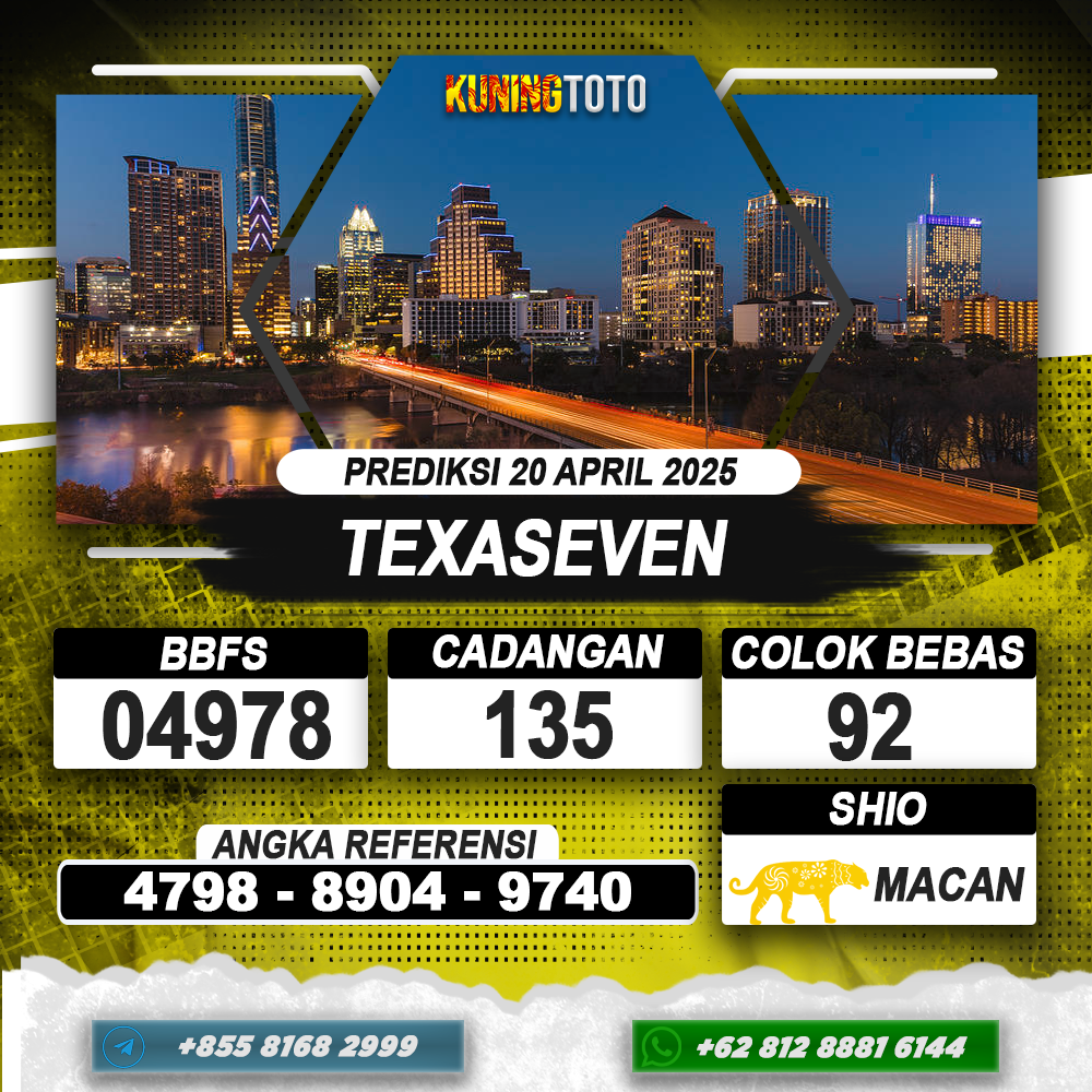 PREDIKSI TEXASEVEN 20 APRIL 2025 | PREDIKSI TOGEL KUNINGTOTO