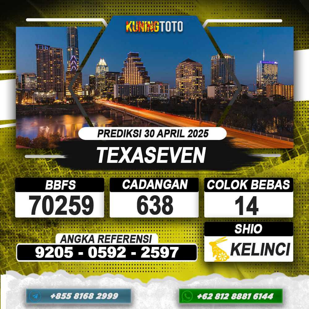 PREDIKSI TEXASEVEN 30 APRIL 2025 | PREDIKSI TOGEL KUNINGTOTO