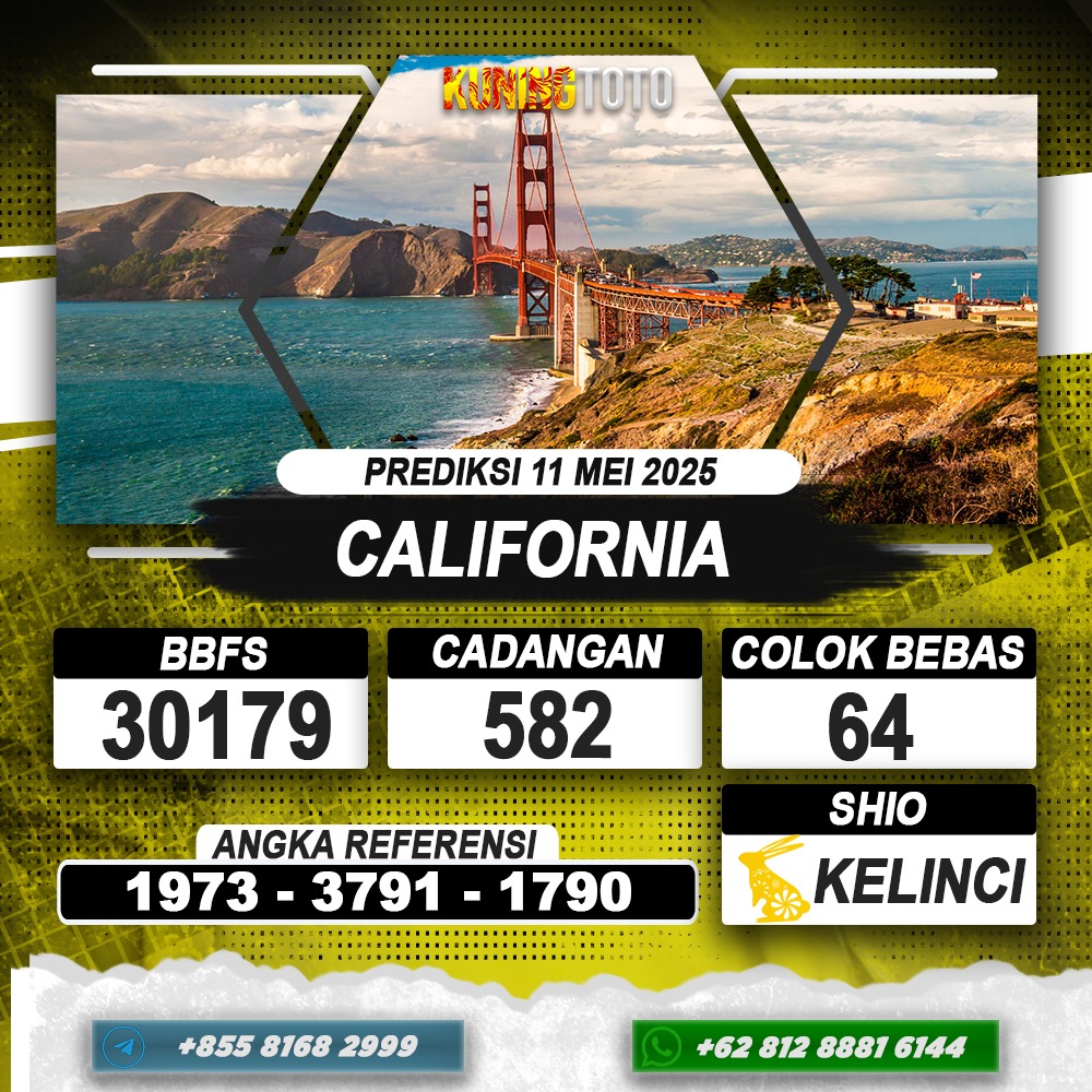 PREDIKSI CALIFORNIA 11 MEI 2025 | PREDIKSI TOGEL KUNINGTOTO