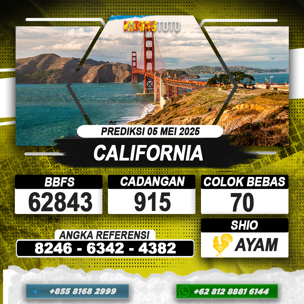 PREDIKSI CALIFORNIA 05 MEI 2025 | PREDIKSI TOGEL KUNINGTOTO