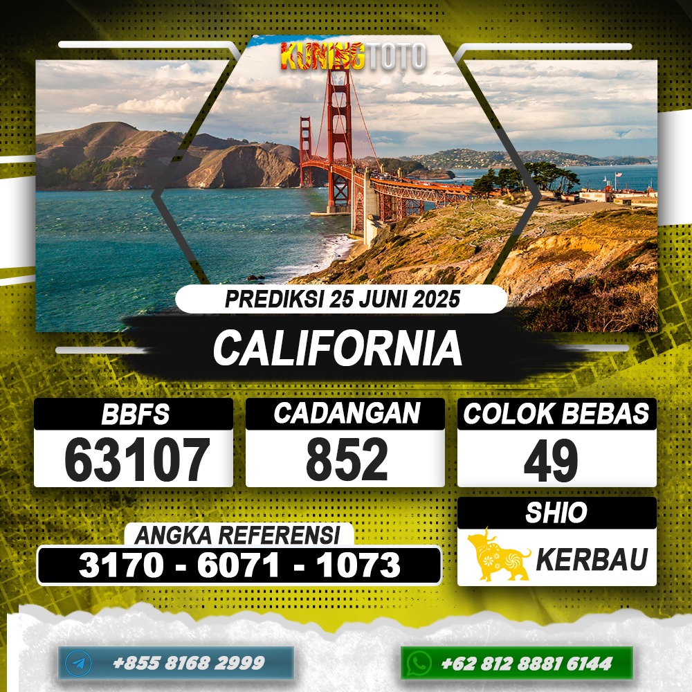 PREDIKSI CALIFORNIA 25 JUNI 2025 | PREDIKSI TOGEL KUNINGTOTO
