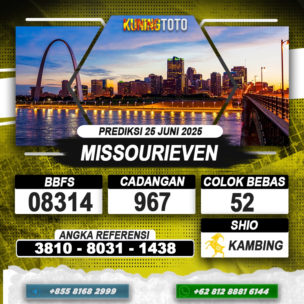 PREDIKSI MISSOURIEVEN 25 JUNI 2025 | PREDIKSI TOGEL KUNINGTOTO