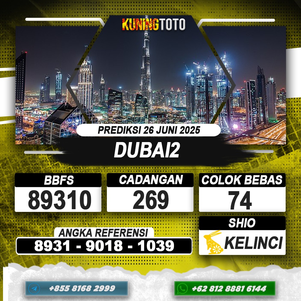 PREDIKSI DUBAI2 26 JUNI 2025 | PREDIKSI TOGEL KUNINGTOTO