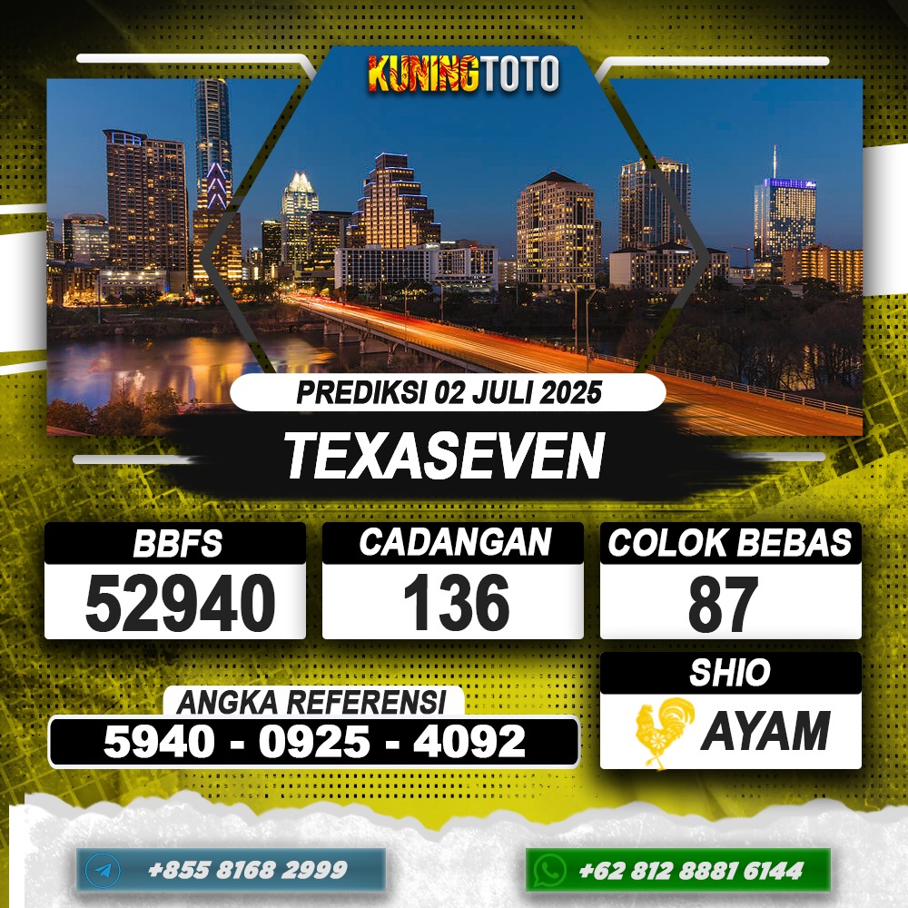 PREDIKSI TEXASEVEN 02 JULI 2025 | PREDIKSI TOGEL KUNINGTOTO