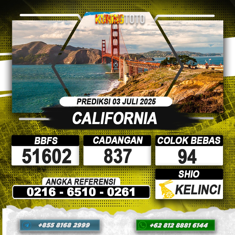 PREDIKSI CALIFORNIA 03 JULI 2025 | PREDIKSI TOGEL KUNINGTOTO