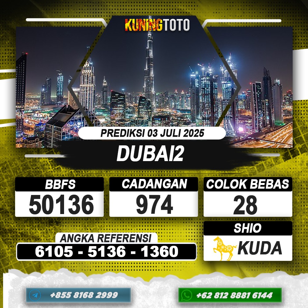 PREDIKSI DUBAI2 03 JULI 2025 | PREDIKSI TOGEL KUNINGTOTO