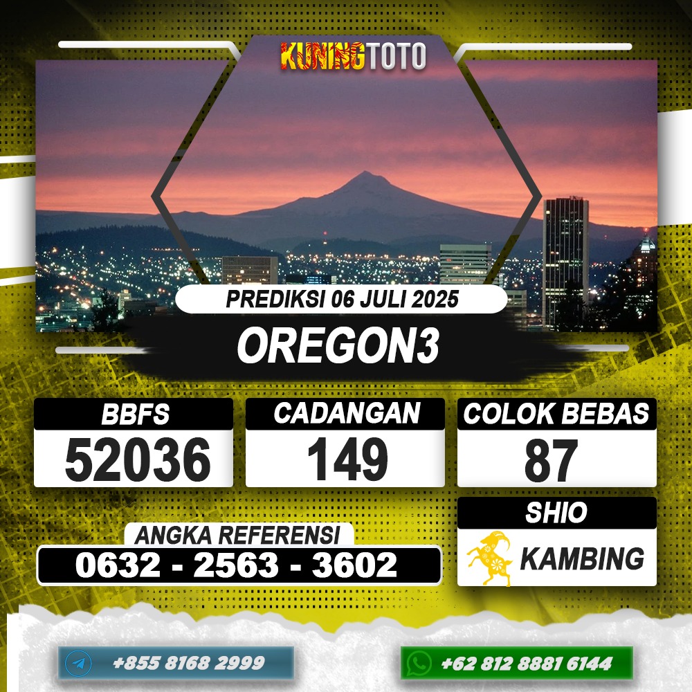 PREDIKSI OREGON3 06 JUNI 2025 | PREDIKSI TOGEL KUNINGTOTO