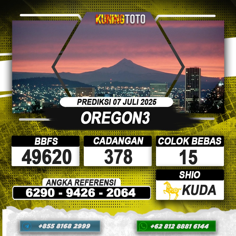 PREDIKSI OREGON3 07 JUNI 2025 | PREDIKSI TOGEL KUNINGTOTO