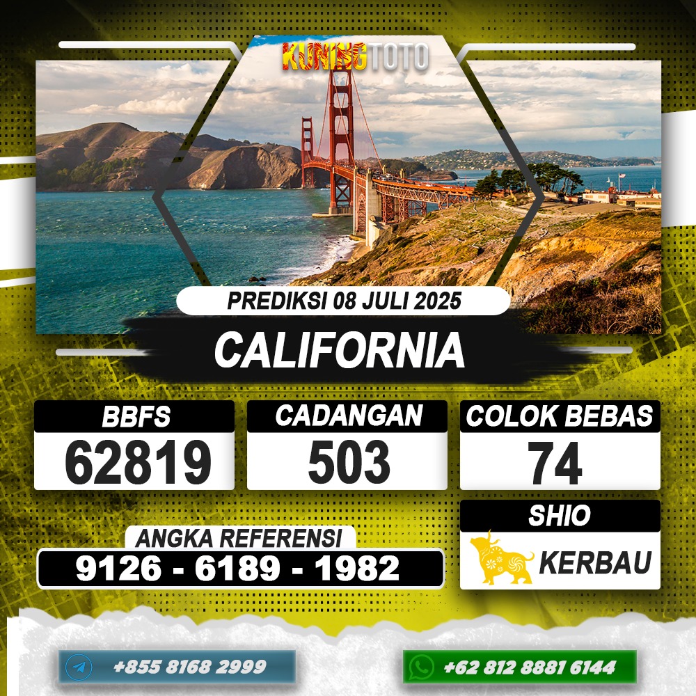 PREDIKSI CALIFORNIA 08 JULI 2025 | PREDIKSI TOGEL KUNINGTOTO