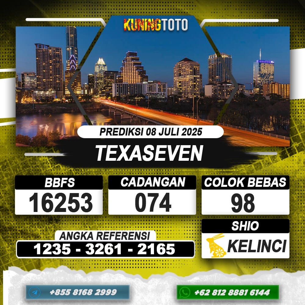 PREDIKSI TEXASEVEN 08 JULI 2025 | PREDIKSI TOGEL KUNINGTOTO