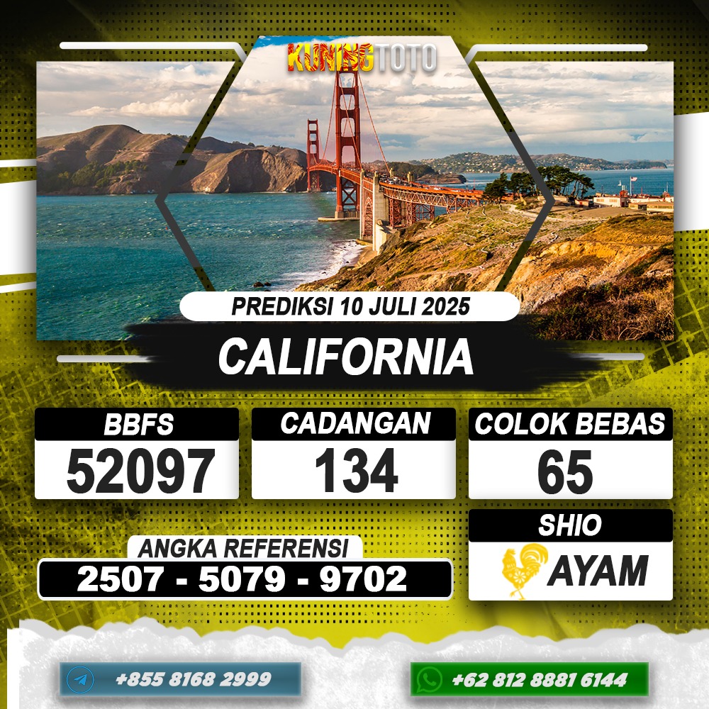 PREDIKSI CALIFORNIA 10 JULI 2025 | PREDIKSI TOGEL KUNINGTOTO