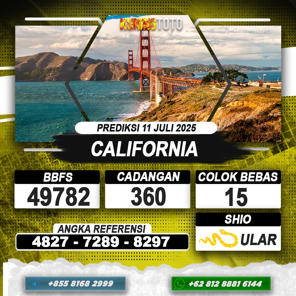 PREDIKSI CALIFORNIA 11 JULI 2025 | PREDIKSI TOGEL KUNINGTOTO