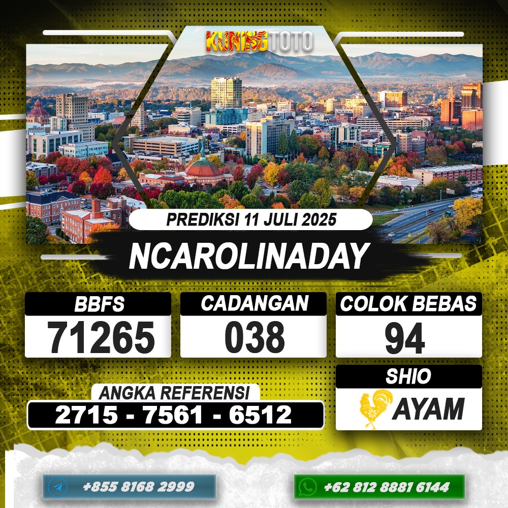PREDIKSI NCAROLINADAY 11 JULI 2025 | PREDIKSI TOGEL KUNINGTOTO