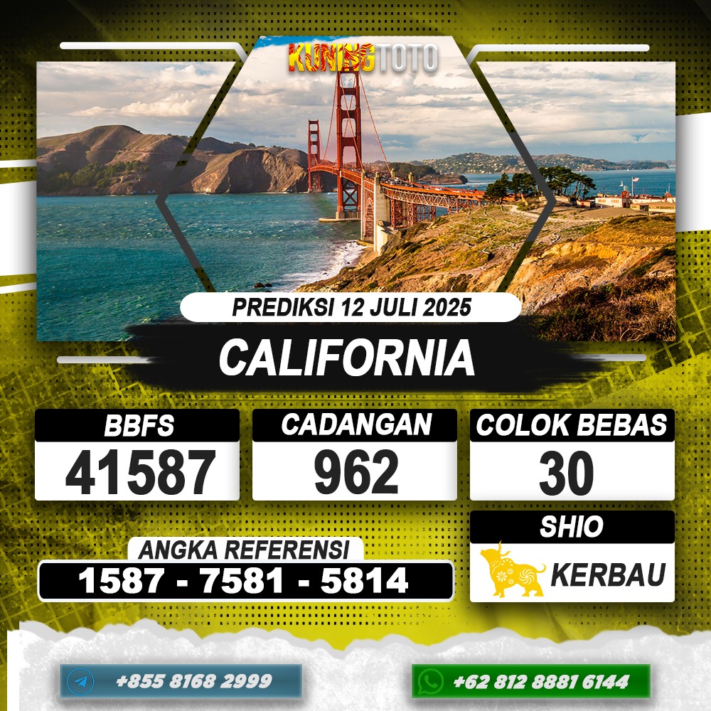 PREDIKSI CALIFORNIA 12 JULI 2025 | PREDIKSI TOGEL KUNINGTOTO