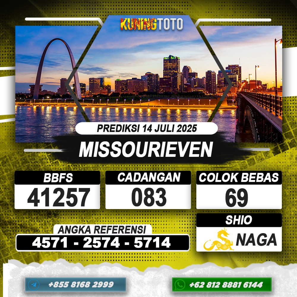 PREDIKSI MISSOURIEVEN 14 JULI 2025 | PREDIKSI TOGEL KUNINGTOTO
