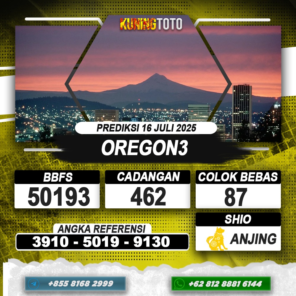 PREDIKSI OREGON3 16 JUNI 2025 | PREDIKSI TOGEL KUNINGTOTO