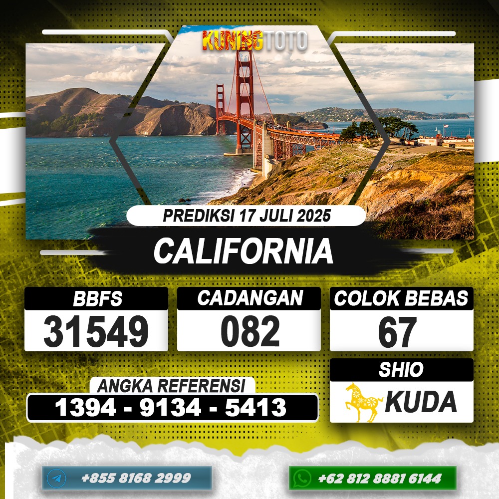 PREDIKSI CALIFORNIA 17 JULI 2025 | PREDIKSI TOGEL KUNINGTOTO