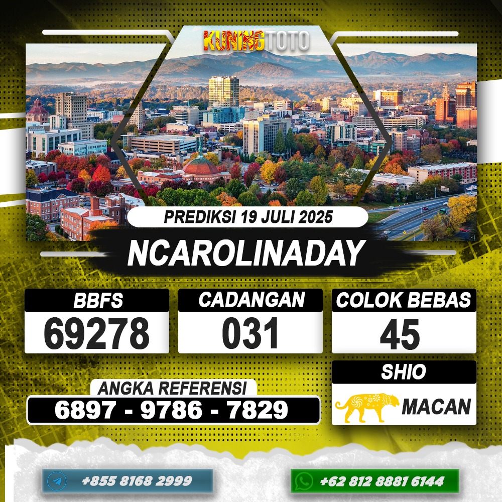 PREDIKSI NCAROLINADAY 19 JULI 2025 | PREDIKSI TOGEL KUNINGTOTO