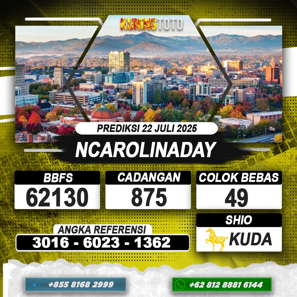 PREDIKSI NCAROLINADAY 22 JULI 2025 | PREDIKSI TOGEL KUNINGTOTO
