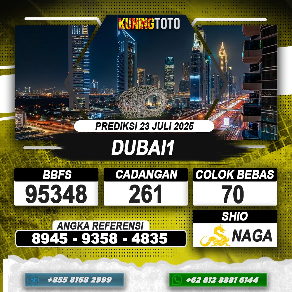 PREDIKSI DUBAI 1 23 JULI 2025 | PREDIKSI TOGEL KUNINGTOTO