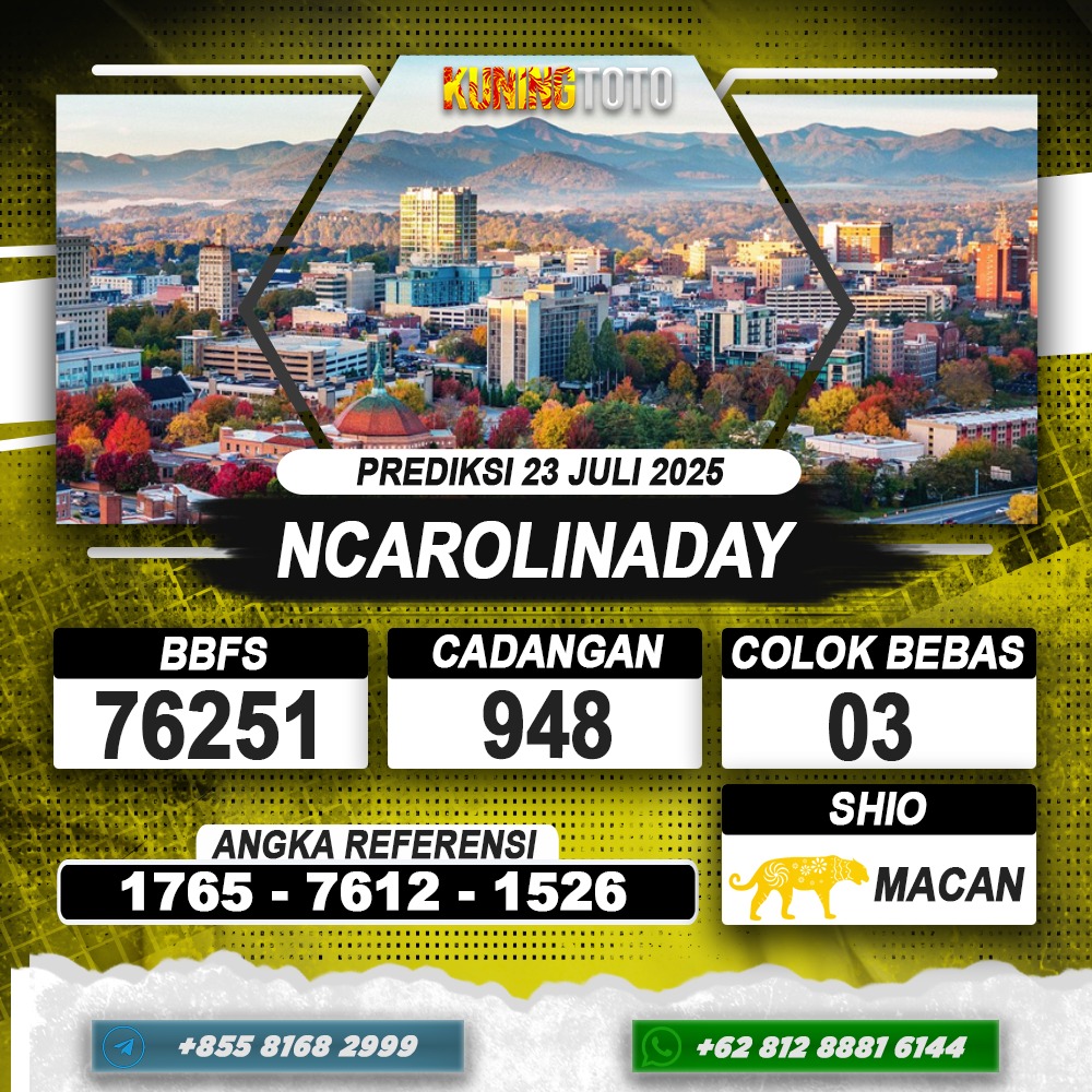 PREDIKSI NCAROLINADAY 23 JULI 2025 | PREDIKSI TOGEL KUNINGTOTO