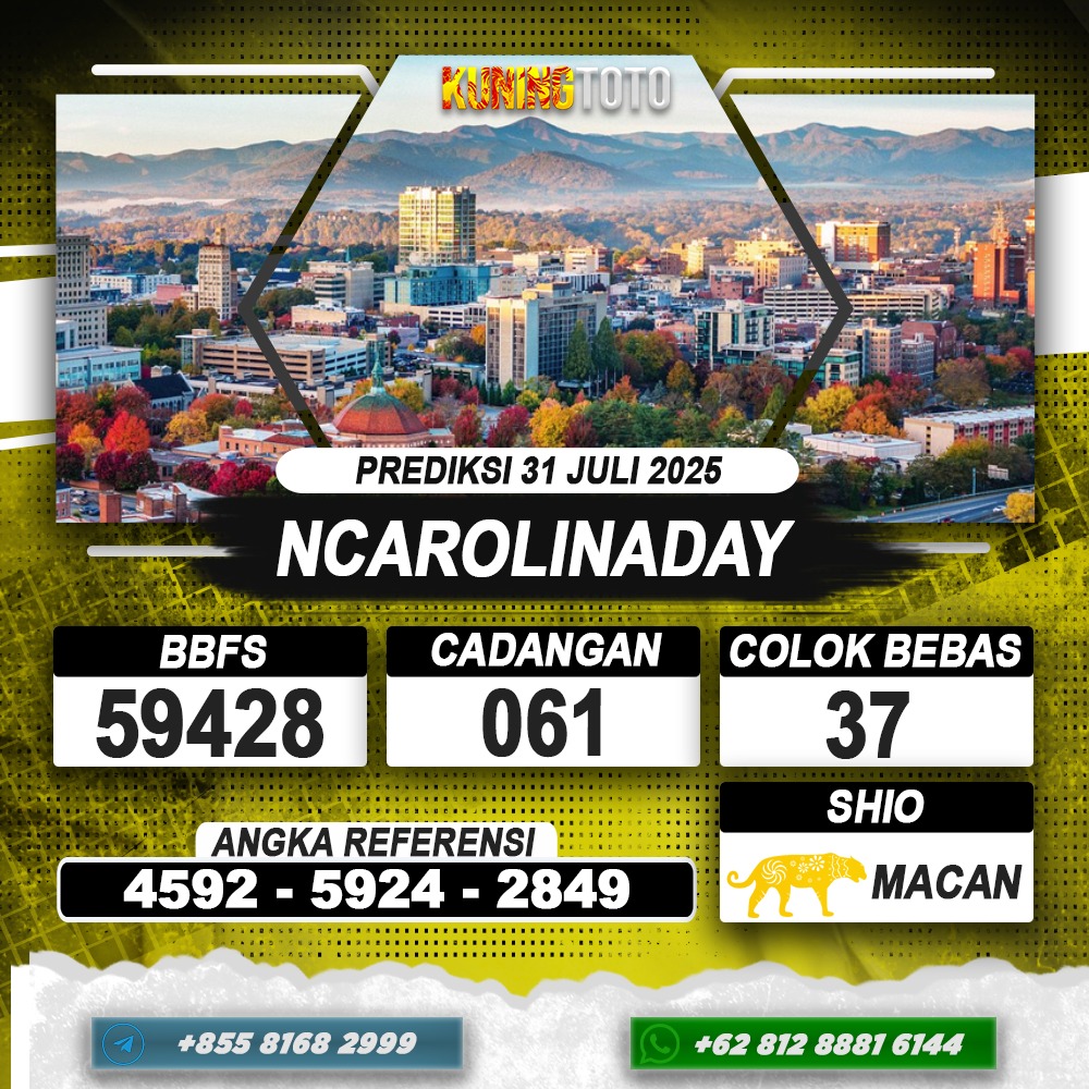 PREDIKSI NCAROLINADAY 31 JULI 2025 | PREDIKSI TOGEL KUNINGTOTO