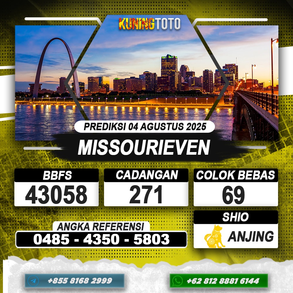 PREDIKSI MISSOURIEVEN 04 AGUSTUS 2025 | PREDIKSI TOGEL KUNINGTOTO