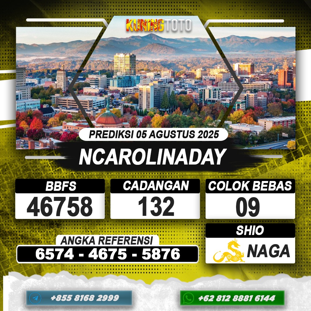 PREDIKSI NCAROLINADAY 05 AGUSTUS 2025 | PREDIKSI TOGEL KUNINGTOTO