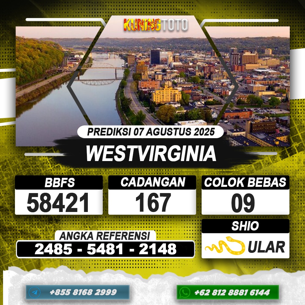 PREDIKSI WESTVIRGINIA 07 AGUSTUS 2025 | PREDIKSI TOGEL KUNINGTOTO