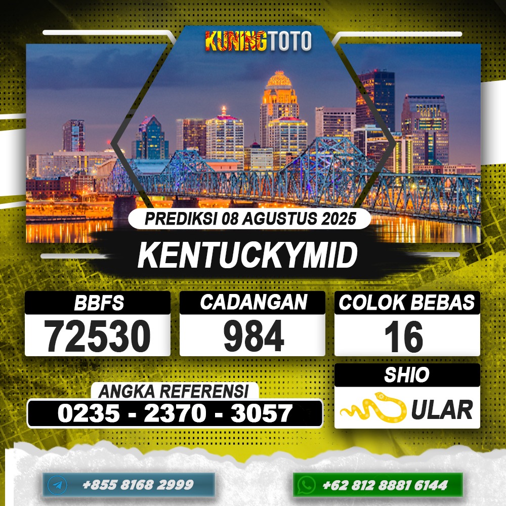 PREDIKSI KENTUCKYMID 08 AGUSTUS 2025 | PREDIKSI TOGEL KUNINGTOTO