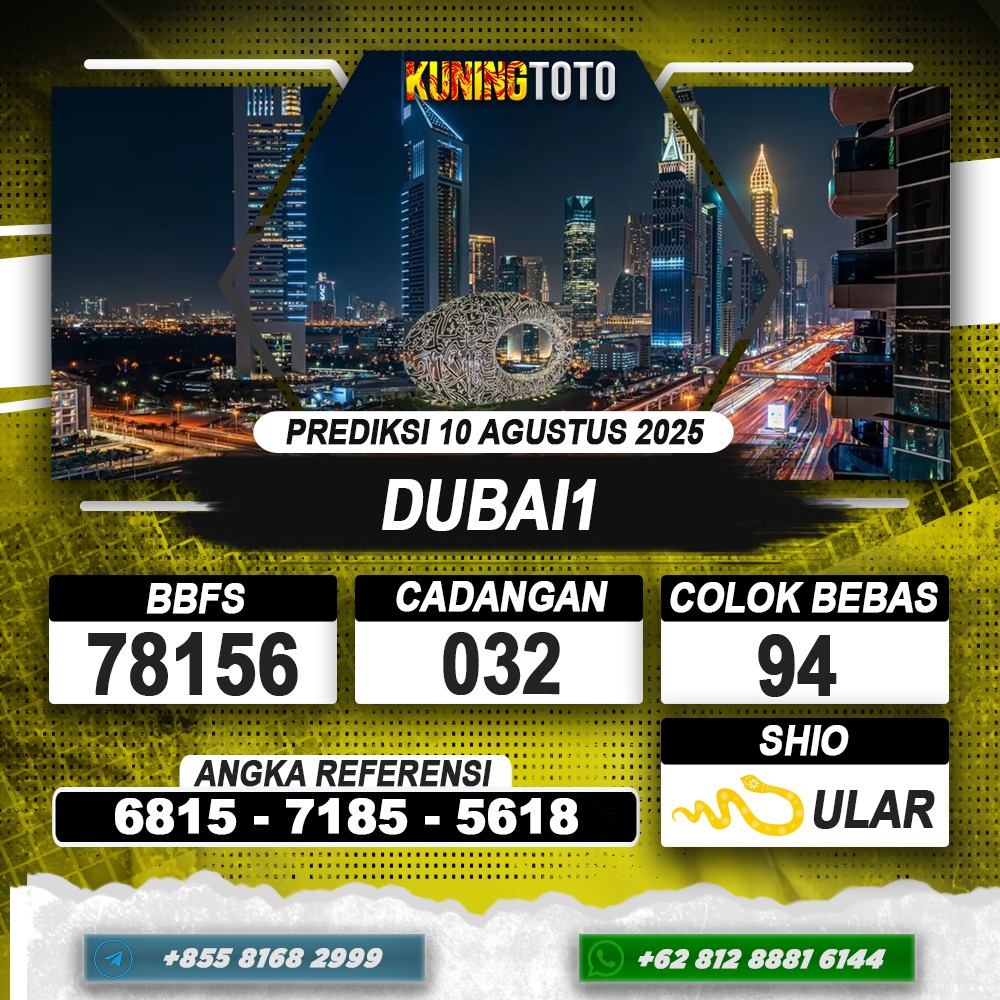 PREDIKSI DUBAI1 10 AGUSTUS 2025 | PREDIKSI TOGEL KUNINGTOTO