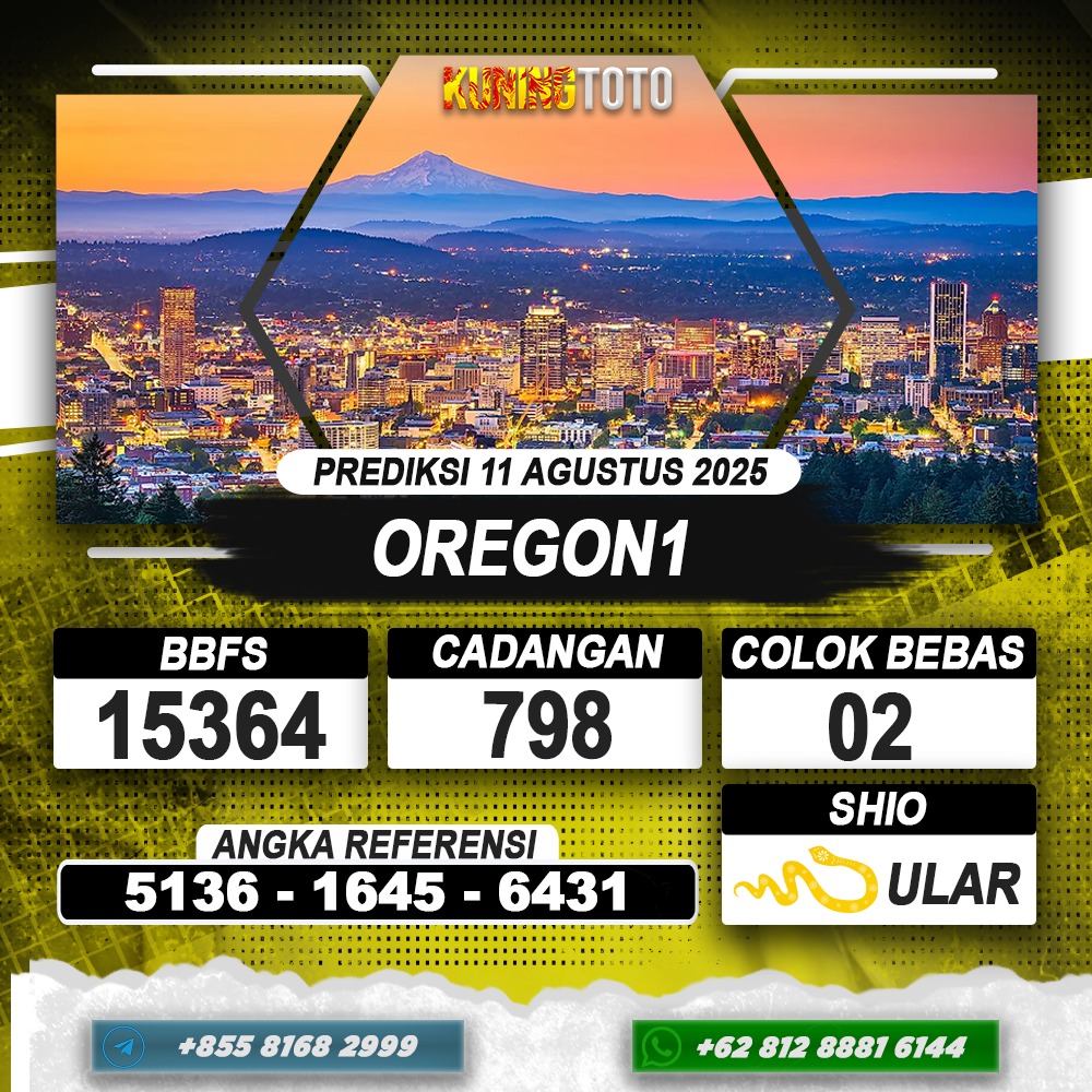 PREDIKSI OREGON1 11 AGUSTUS 2025 | PREDIKSI TOGEL KUNINGTOTO