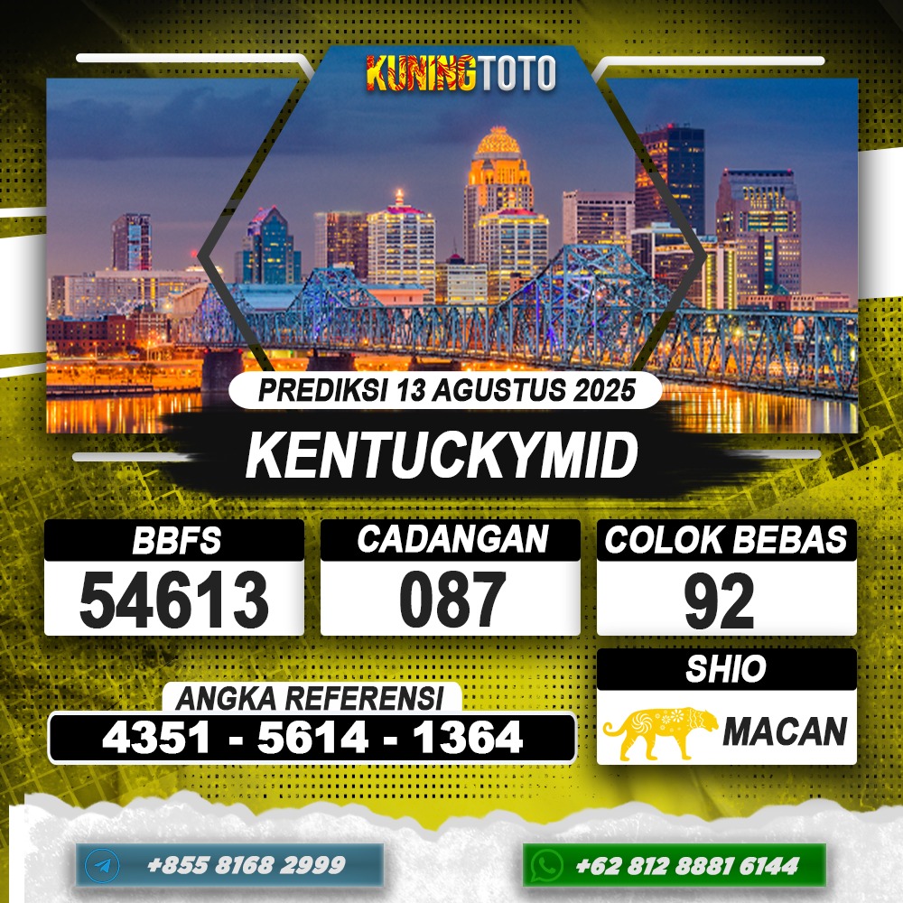 PREDIKSI KENTUCKYMID 13 AGUSTUS 2025 | PREDIKSI TOGEL KUNINGTOTO
