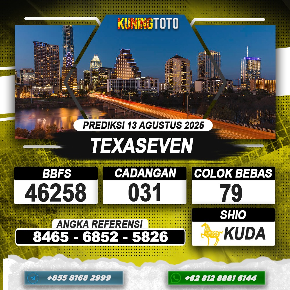 PREDIKSI TEXASEVEN 13 AGUSTUS 2025 | PREDIKSI TOGEL KUNINGTOTO