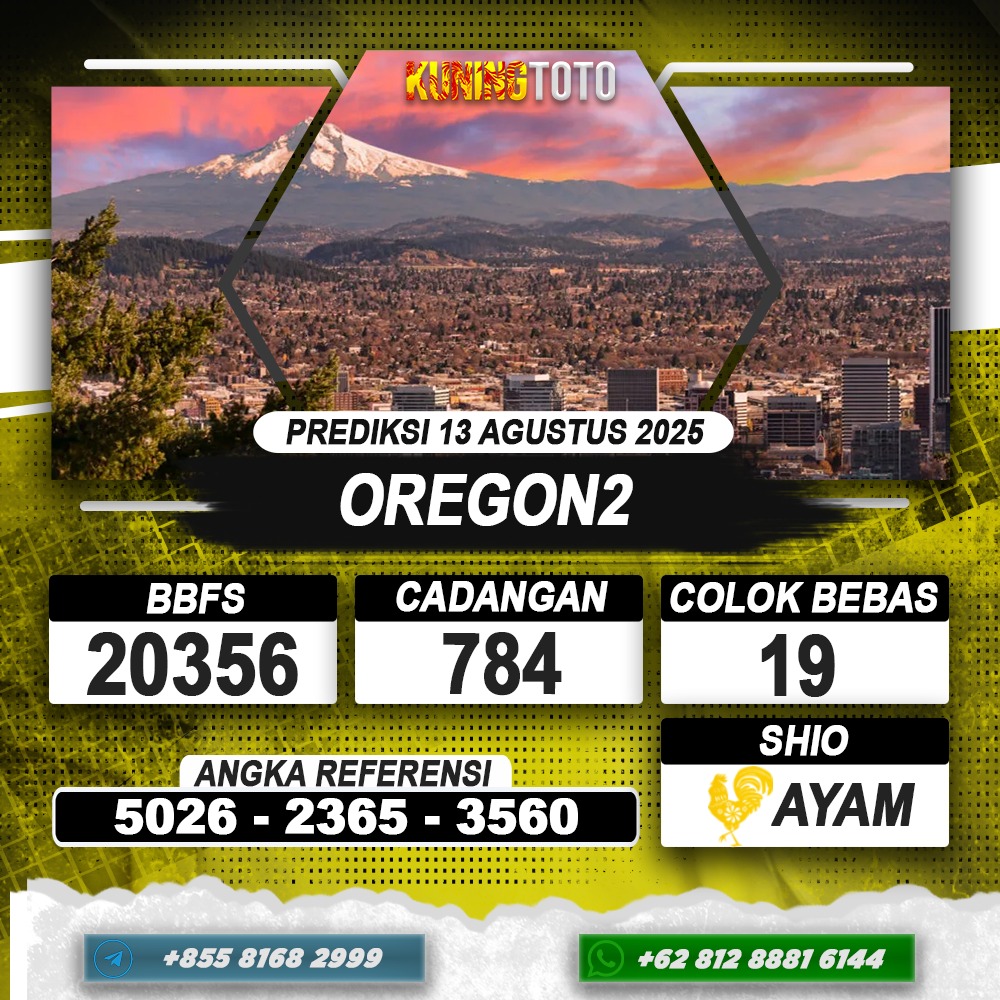 PREDIKSI OREGON2 13 AGUSTUS 2025 | PREDIKSI TOGEL KUNINGTOTO