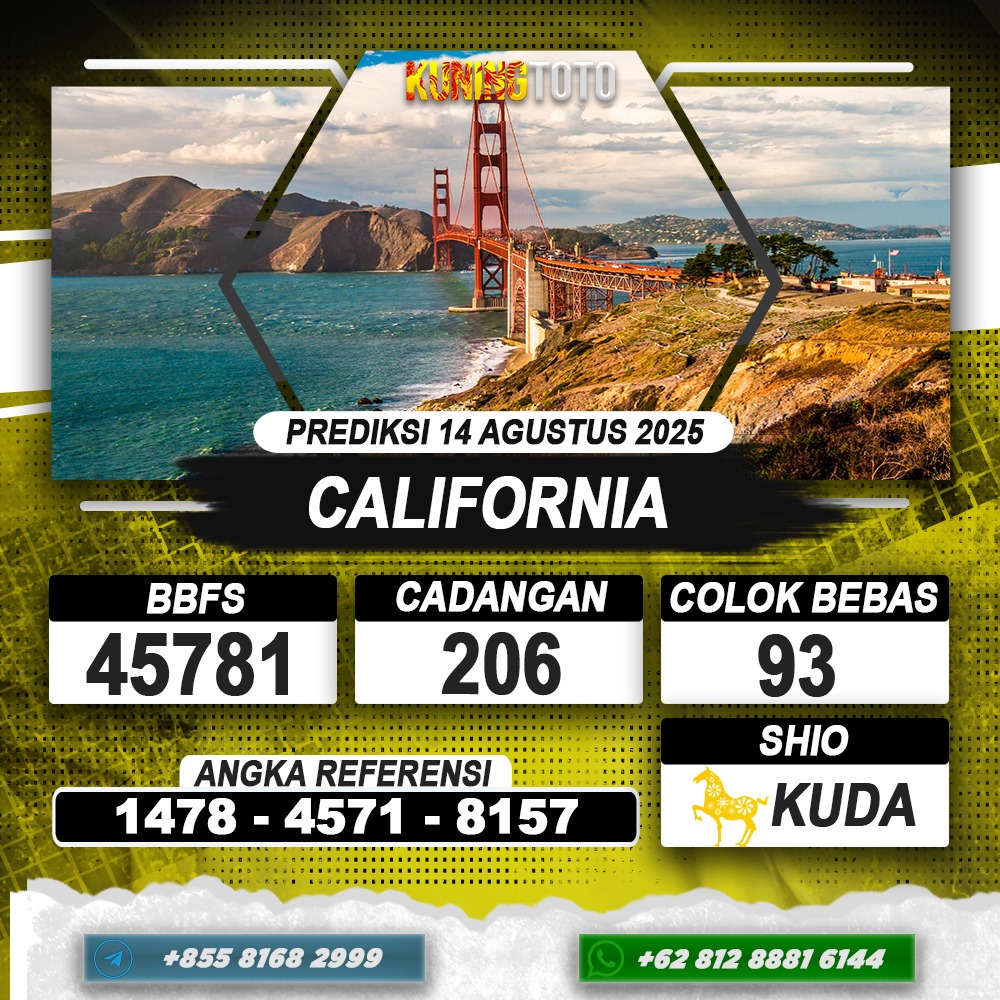 PREDIKSI CALIFORNIA 14 AGUSTUS 2025 | PREDIKSI TOGEL KUNINGTOTO