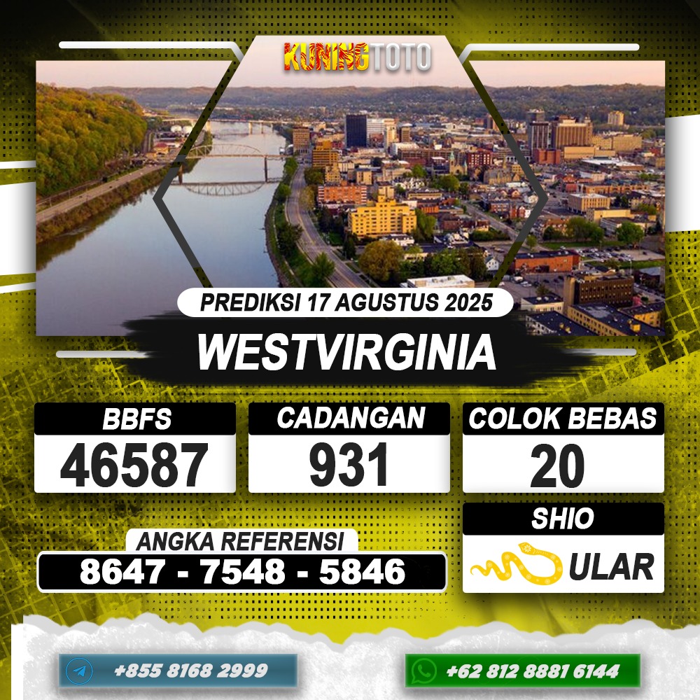 PREDIKSI WESTVIRGINIA 17 AGUSTUS 2025 | PREDIKSI TOGEL KUNINGTOTO