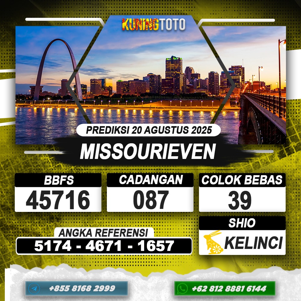 PREDIKSI MISSOURIEVEN 20 AGUSTUS 2025 | PREDIKSI TOGEL KUNINGTOTO
