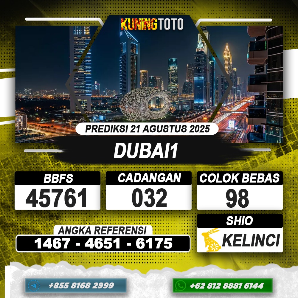 PREDIKSI DUBAI1 21 AGUSTUS 2025 | PREDIKSI TOGEL KUNINGTOTO
