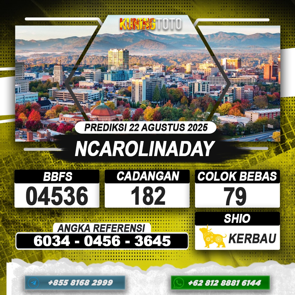 PREDIKSI NCAROLINADAY 22 AGUSTUS 2025 | PREDIKSI TOGEL KUNINGTOTO