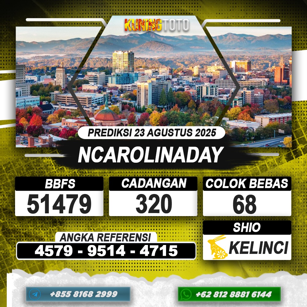PREDIKSI NCAROLINADAY 23 AGUSTUS 2025 | PREDIKSI TOGEL KUNINGTOTO