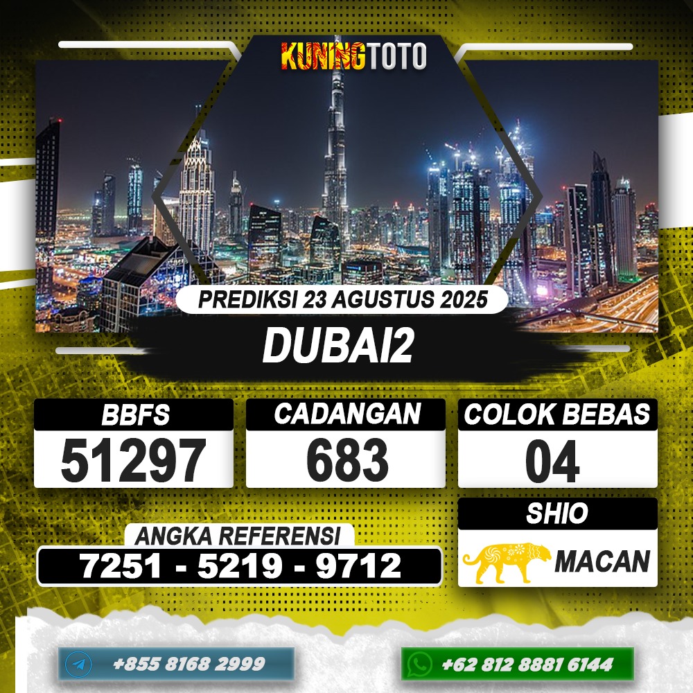 PREDIKSI DUBAI2 23 AGUSTUS 2025 | PREDIKSI TOGEL KUNINGTOTO